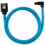 CORSAIR Premium Sleeved SATA Data Cable Set with 90&deg; Connectors, Blue, 60cm