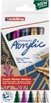 edding 5100 Acrylmarker - gr&uuml;n violett blau silber gold - 5 Acrylfarben Set