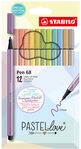 STABILO 1794261 Premium-Filzstift - STABILO Pen 68 - Pastellove Set - 12er Pack - mit