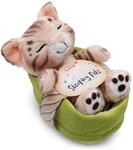 NICI 49747 Kuscheltier Katze Bengal 12cm schlafend im K&ouml;rbchen hellgr&uuml;n