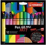 Premium-Filzstift mit dicker Keilspitze - STABILO Pen 68 MAX - ARTY - 12er Pack - mit