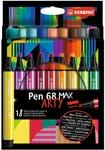 Premium-Filzstift mit dicker Keilspitze - STABILO Pen 68 MAX - ARTY - 18er Pack - mit