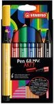 Premium-Filzstift mit dicker Keilspitze - STABILO Pen 68 MAX - ARTY - 6er Pack - mit