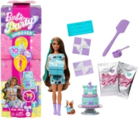 MATTEL JFG72 Barbie Party Unboxed Haustier Geburtstags Serie - blaues Kleid