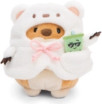 NICI 61146 Set Kuscheltier Hund Hiro 8cm mit Bubble Tee und Eisb&auml;rkost&uuml;m