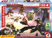 SCHMIDT SPIELE 56547 Kinderpuzzle 100 Teile Dragons, Drachenreiter in Aktion