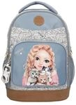 Depesche TOPModel hellblau-cremefarbene Schulrucksack CAT LOVE