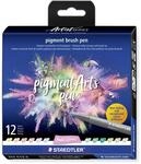 STAEDTLER&reg; pigment brush 371 Fasermaler mit Pinselspitze, Kartonetui mit 12