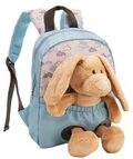 NICI 61762 Rucksack mit Pl&uuml;schtier 21 x 26 cm Hase 25 cm hellblau