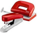 Novus Schreibtisch-Accessoire Set Hefter E15 Locher E210 rot gl&auml;nzend