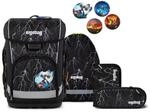 ergobag cubo light Schulranzen-Set ReflektB&auml;r Schwarz Wei&szlig; 5-teilig 19 Liter