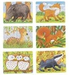 GOKI 57709 Minipuzzle Waldtiere, 6-fach sortiert