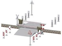 VIESSMANN 5104 H0 Bahnschranke mit Behang, vollautomatisch