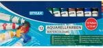 Stylex 12 Tuben Aquarellfarbe je 12 ml bunt Farben sind trocken wasserfest