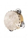 goki UC086 Tamburin mit 3 Schellen H= 4,3 cm, &Oslash;= 10,5 cm, Holz, Naturfell