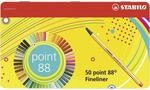Fineliner - STABILO point 88 - 50er Metalletui - mit 47 verschiedenen Farben - 2x