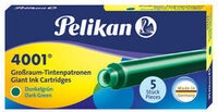 PELIKAN 300070 Pelikan Gro&szlig;raum-Tintenpatronen 4001&reg;, Dunkelgr&uuml;n, 5 St&uuml;ck