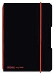 HERLITZ 11361599 Notizheft flex PP A6, 40 Blatt, kariert schwarz, my.book