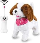 JAMARA 460340 Lucky RC Pl&uuml;schhund Wei&szlig;-Braun 27MHz