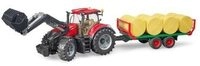 BRUDER 03198 Case IH Optum 300CVX mit Frontlader, Ballentransportanh&auml;nger und 8