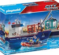 PLAYMOBIL 70769 Gro&szlig;es Containerschiff mit Zollboot