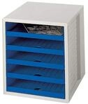 HAN Schrank-Set, 5 offene Sch&uuml;be, f&uuml;r C4,lichtgrau/blau