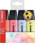 STABILO 70/4-3 Textmarker - STABILO BOSS ORIGINAL Pastel - 4er Pack - Korallrot,