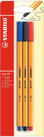 STABILO B-10213-10 Fineliner - STABILO point 88 - 3er Pack - rot, blau, schwarz