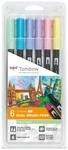 Tombow Fasermaler Dual Brush Pen mit zwei Spitzen 6er Set, pastellfarben