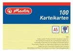 Herlitz Karteikarten, DIN A5, liniert, gelb 100 St&uuml;ck
