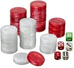 Philos Spielsteine, Backgammon, Turnier, 40 x 10 mm, Kunststoff, rot wei&szlig;,...