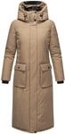 Extralanger Wintermantel mit Kapuze "Wolkenfrost XIV" Taupe Grey M