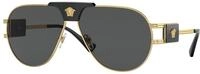 Versace Herren Versace VE2252 100287 Sonnenbrillen Stahl Gold Grau Pilot Normal
