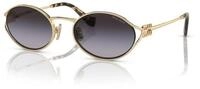 Miu Miu Damen Miu Miu MU 52YS ZVN5D1 Sonnenbrillen Metall Gold Grau Rund Normal
