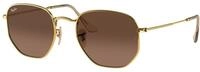 Ray - Ban Unisex Ray - Ban RB3548N HEXAGONAL 912443 Sonnenbrillen Metall Gold Braun