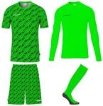Uhlsport Progressive Torwart Set Kinder kurzarm fluo gr&uuml;n/schwarz 128