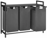 W&auml;schekorb 3 x 38 L mit 1 Ablage schwarz-grau