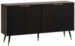 Sideboard 150x81x39 cm Anrichte Schwarz mit Eiche-Dekor