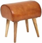 Sitzhocker Echtleder / Massivholz 45 x 53 x 40 cm Moderner Lederhocker