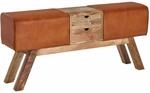 Design Turnbock Sitzbank Braun mit Schubladen 120x56x30 cm