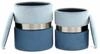 Hocker Zora 125 2er-Set Hellblau / Silber / Blau