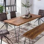 Esstisch BAGLI Massivholz Sheesham 120 cm Esszimmer-Tisch Holztisch Metallbeine
