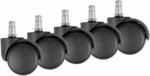 5er Set gebremste Weichboden-Rollen f&uuml;r B&uuml;rostuhl 11 mm Stift / Durchmesser 50 mm