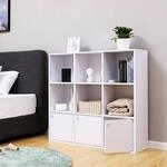 VASAGLE B&uuml;cherregal aus Holz mit 3 T&uuml;ren, freistehend, in Wei&szlig; &ndash; ideal f&uuml;r
