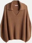 Opus Rippstrickponcho Acookie Braun 