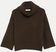 Comma Poncho-Pullover mit weitem Kragen Braun S