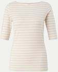 Comma Streifenshirt mit halben &Auml;rmeln Beige 34