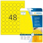 Herma 8034, Herma Signal-Etiketten strapazierf&auml;hig A4 &Oslash; 30 mm rund gelb stark