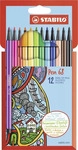 STABILO 6812-7, STABILO 6812-7 Premium-Filzstift - STABILO Pen 68 - 12er Pack - mit