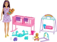 BARBIE HXM99, MATTEL HXM99 Barbie Skipper Babysitter Zwillings-Kinderzimmer-Spielset